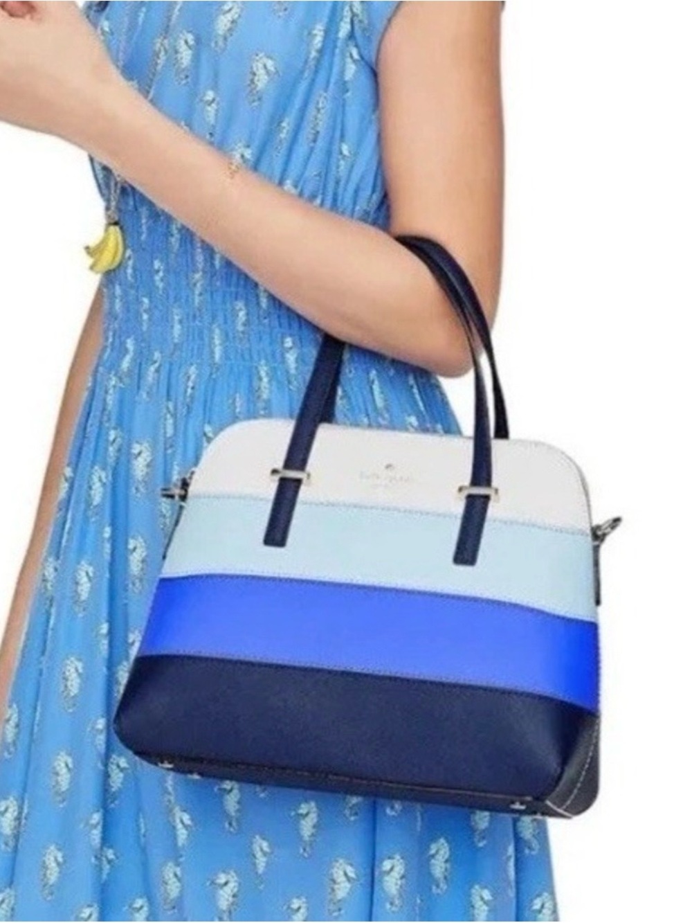 kate spade White, Light Blue, Cobalt & Navy Colorblock Dome Satchel